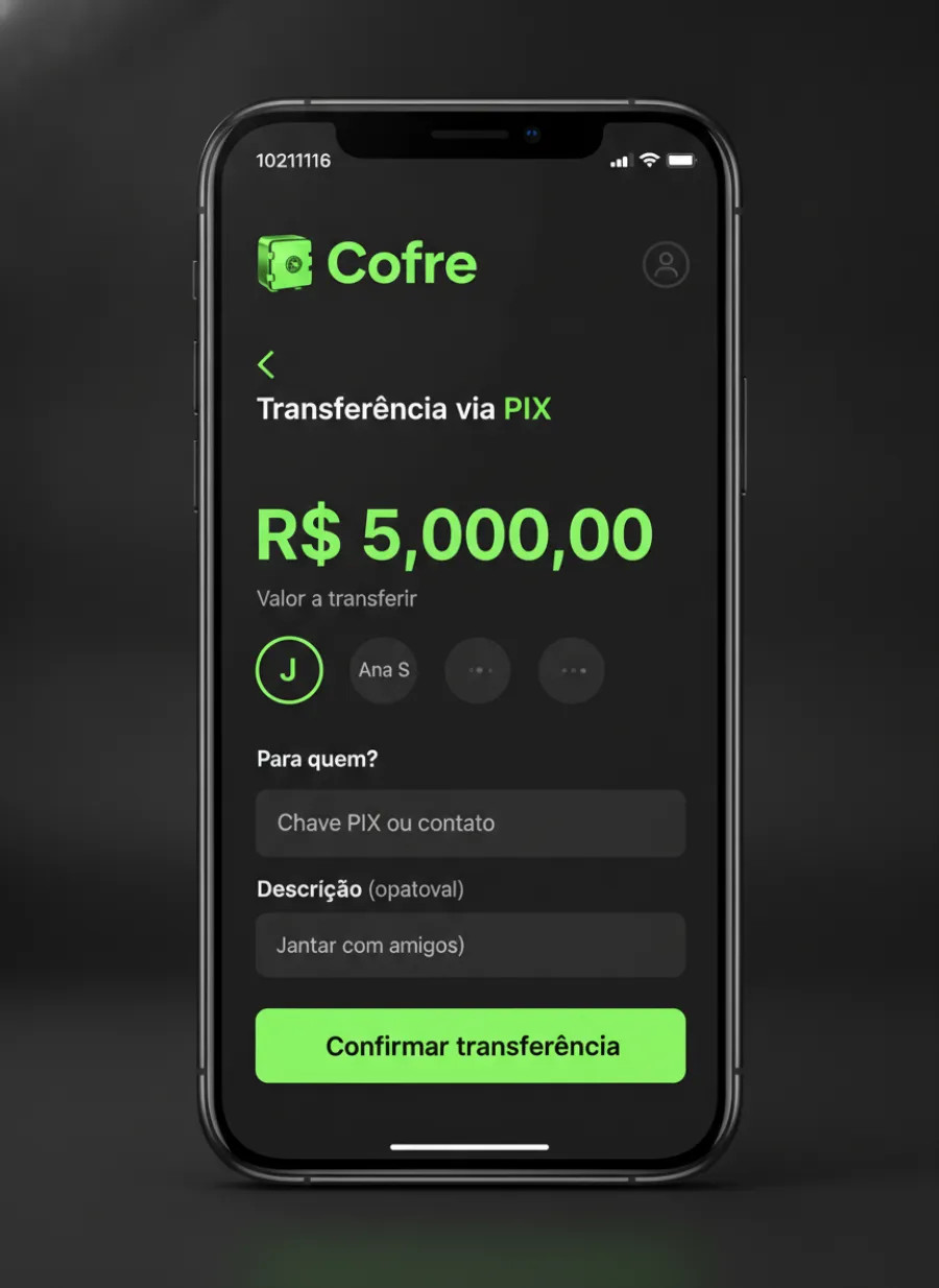 Tela 2 do app Cofre